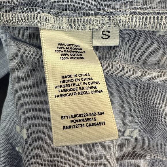 Cloth &‎ Stone 100% Cotton Shirt Blue White Short Sleeve Button Up Womens Small - Picture 8 of 8